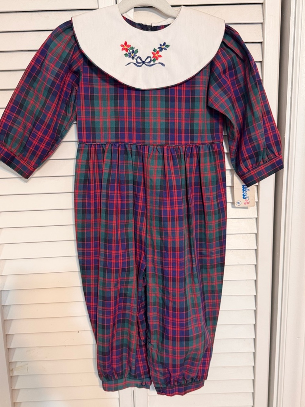 Vintage Deadstock Alexis Baby Girl Tartan Plaid Romper NWT Made in USA 24m
